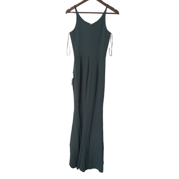 Dress the Population Sandra Plunge Crepe Trumpet Gown Sz XS in Pine Green Formal - Picture 6 of 8